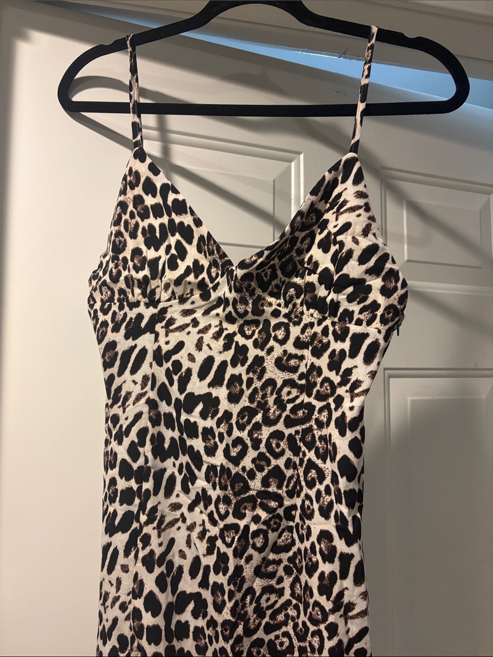NWT AUDREY 3+1 leopard slip dress with high leg  slit